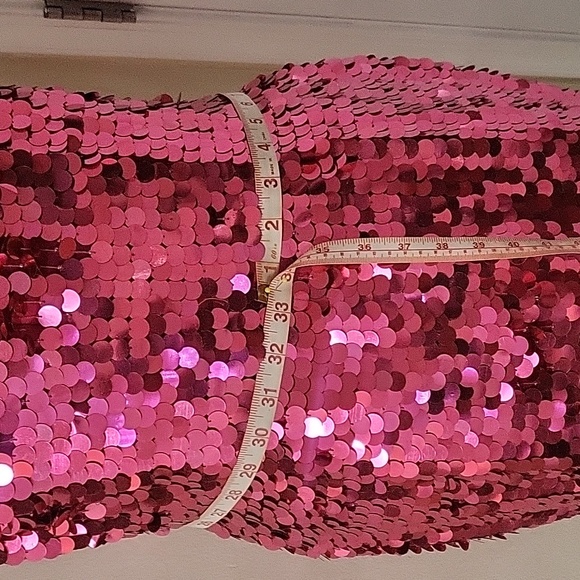 NWT Chaudry HOT PINK Silk & Sequin Dress Size Large - Picture 9 of 12